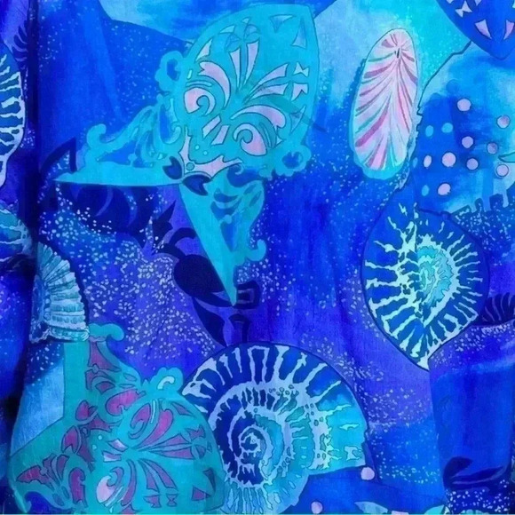 Vintage Lavon Purple Blue Psychedelic Funky Seashell Windbreaker Jacket size LP - Picture 12 of 13
